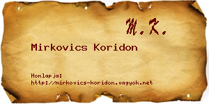 Mirkovics Koridon névjegykártya